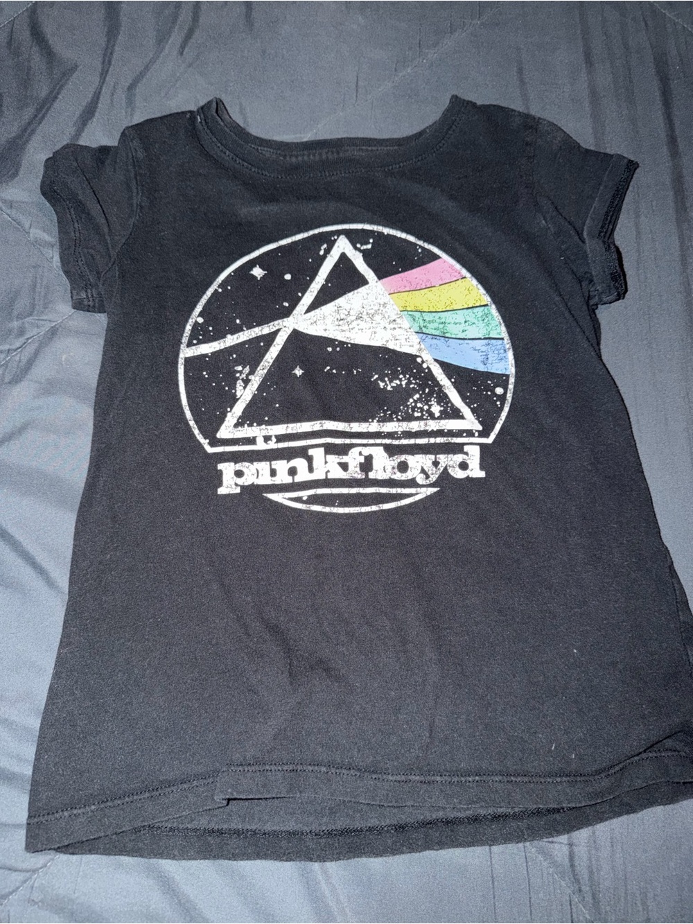 Pink Floyd Black Tee with Rainbow Prism Graphic